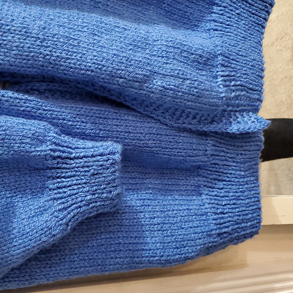 Hand Knit Bulky Cardigan Sweater Eagle Sweater Royal Blue XL - Picture 11 of 12